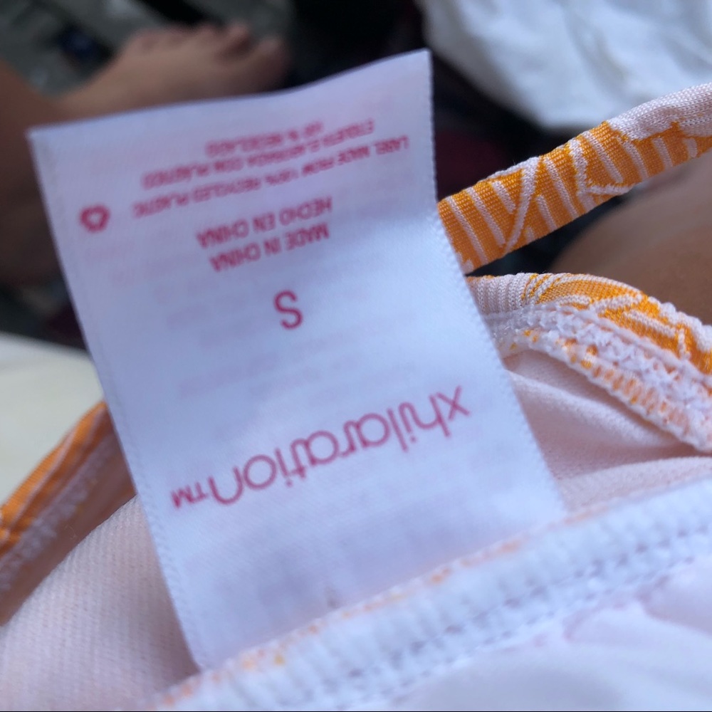 NWOT Xhilaration Orange White Floral Textured 2-PC Two Piece Convertible Bikini - Picture 16 of 16